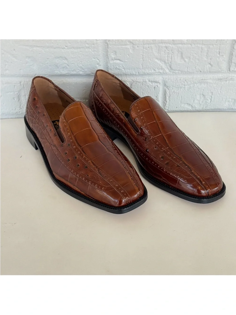 Stacy Adams Alligator Print Square Toe Loafers Men's 8